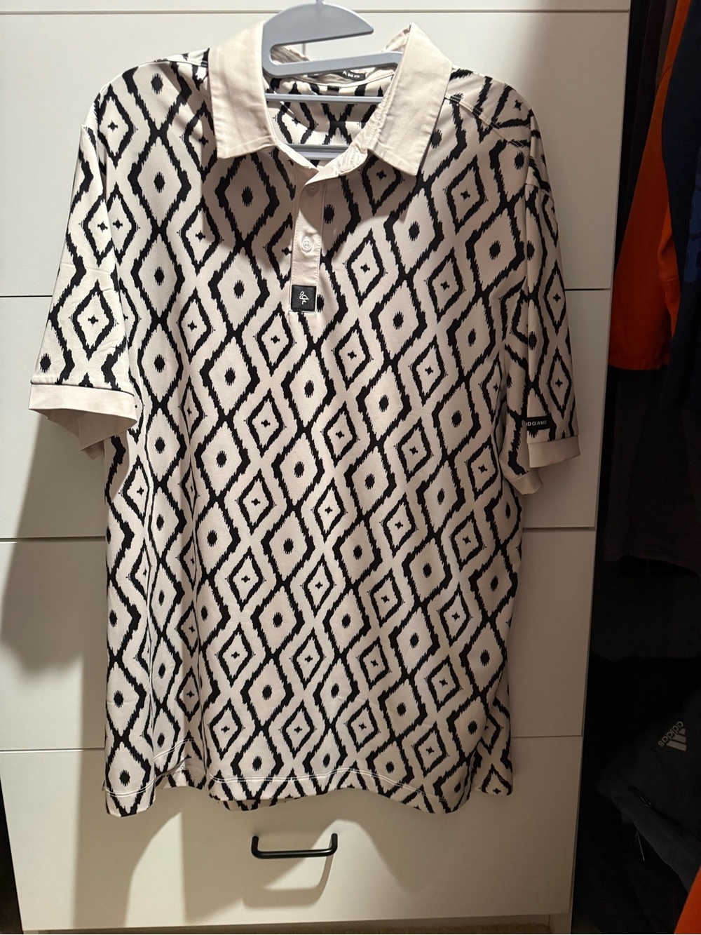 Byrd Gang Golf Polo - Black & White Diamond Pattern
